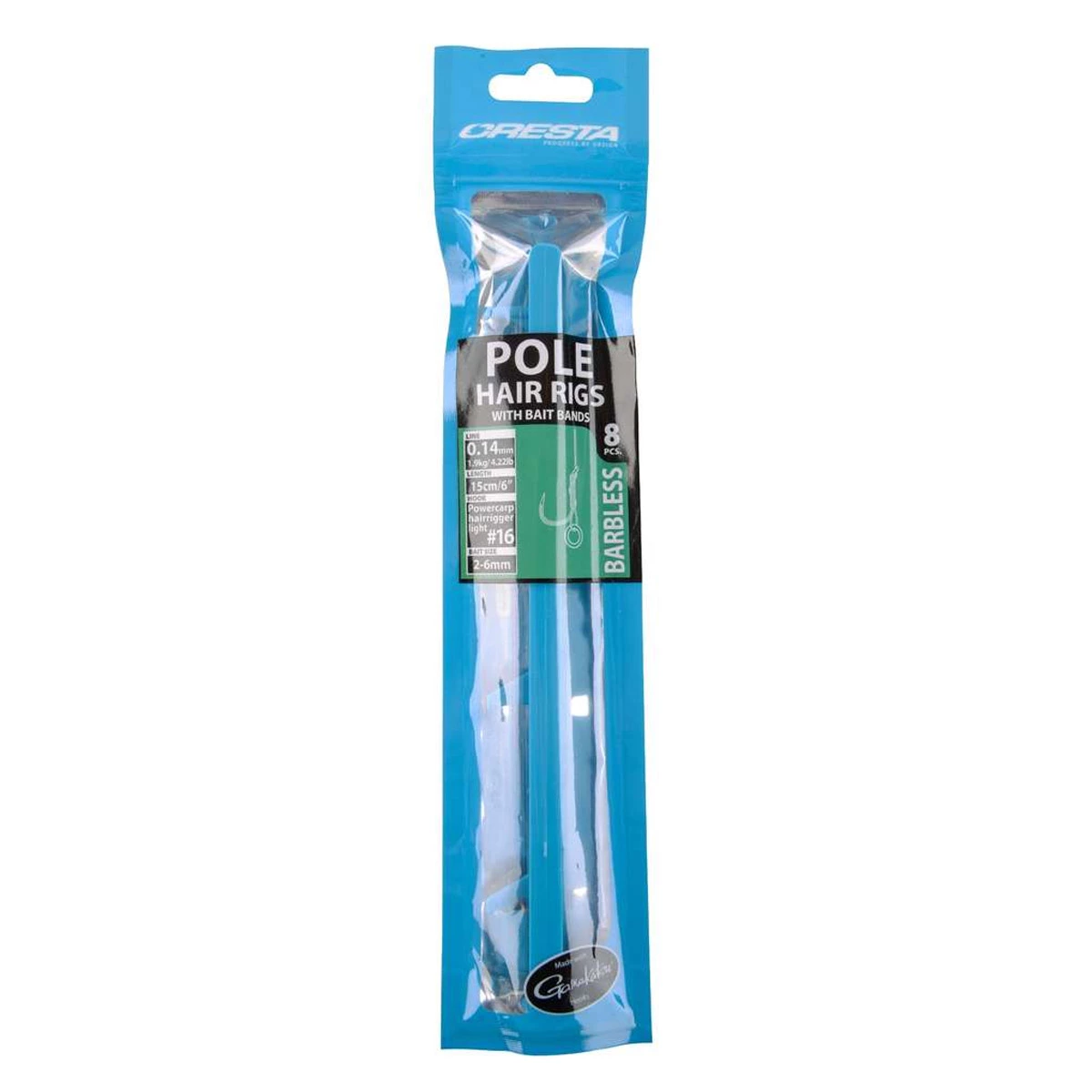 Cresta Pole Hair Rigs + Band Barbless 3 Cresta Pole Hair Rigs + Band Barbless